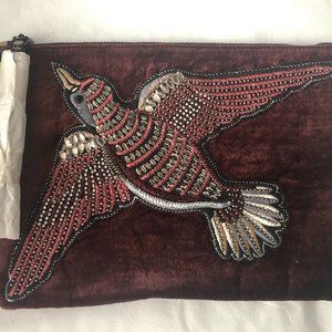 Sam Edelman Embroidered Velvet Bird Clutch